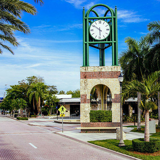 View of clock tower in South Miami.