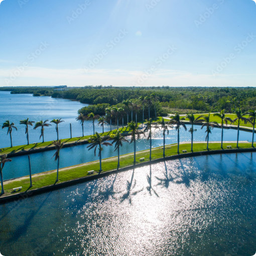 Arial view of Deering Estate in Miami Florida.